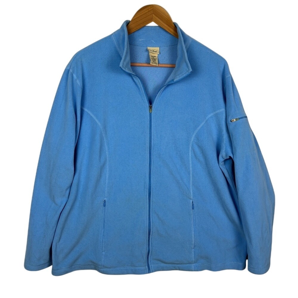 LLBean Women Full Zip Micro Fleece Jacket Sz‎ 1X Lightweight Outdoor Active